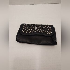 Express women's black faux leather studded small clutch bag